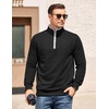 image:imageCOOFANDY Mens Quarter Zip Pullover Mock Neck Quilted Sweatshirt Casual Long Sleeve Polo SweaterBlack 02