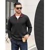image:imageCOOFANDY Mens Quarter Zip Pullover Mock Neck Quilted Sweatshirt Casual Long Sleeve Polo SweaterBlack