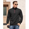 image:imageCOOFANDY Mens Quarter Zip Pullover Mock Neck Quilted Sweatshirt Casual Long Sleeve Polo SweaterBlack