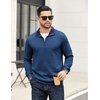 image:imageCOOFANDY Mens Quarter Zip Pullover Mock Neck Quilted Sweatshirt Casual Long Sleeve Polo SweaterBlue