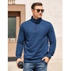 image:imageCOOFANDY Mens Quarter Zip Pullover Mock Neck Quilted Sweatshirt Casual Long Sleeve Polo SweaterBlue