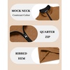 image:imageCOOFANDY Mens Quarter Zip Pullover Mock Neck Quilted Sweatshirt Casual Long Sleeve Polo SweaterBrown