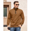 image:imageCOOFANDY Mens Quarter Zip Pullover Mock Neck Quilted Sweatshirt Casual Long Sleeve Polo SweaterBrown