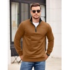image:imageCOOFANDY Mens Quarter Zip Pullover Mock Neck Quilted Sweatshirt Casual Long Sleeve Polo SweaterBrown