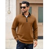 image:imageCOOFANDY Mens Quarter Zip Pullover Mock Neck Quilted Sweatshirt Casual Long Sleeve Polo SweaterBrown