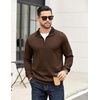 image:imageCOOFANDY Mens Quarter Zip Pullover Mock Neck Quilted Sweatshirt Casual Long Sleeve Polo SweaterCoffee