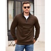 image:imageCOOFANDY Mens Quarter Zip Pullover Mock Neck Quilted Sweatshirt Casual Long Sleeve Polo SweaterCoffee