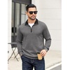 image:imageCOOFANDY Mens Quarter Zip Pullover Mock Neck Quilted Sweatshirt Casual Long Sleeve Polo SweaterDark Grey