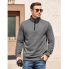 image:imageCOOFANDY Mens Quarter Zip Pullover Mock Neck Quilted Sweatshirt Casual Long Sleeve Polo SweaterDark Grey