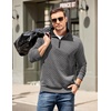 image:imageCOOFANDY Mens Quarter Zip Pullover Mock Neck Quilted Sweatshirt Casual Long Sleeve Polo SweaterDark Grey