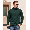 image:imageCOOFANDY Mens Quarter Zip Pullover Mock Neck Quilted Sweatshirt Casual Long Sleeve Polo SweaterDeep Green