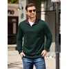 image:imageCOOFANDY Mens Quarter Zip Pullover Mock Neck Quilted Sweatshirt Casual Long Sleeve Polo SweaterDeep Green