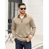 image:imageCOOFANDY Mens Quarter Zip Pullover Mock Neck Quilted Sweatshirt Casual Long Sleeve Polo SweaterKhaki 01
