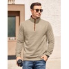 image:imageCOOFANDY Mens Quarter Zip Pullover Mock Neck Quilted Sweatshirt Casual Long Sleeve Polo SweaterKhaki 01