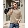 image:imageCOOFANDY Mens Quarter Zip Pullover Mock Neck Quilted Sweatshirt Casual Long Sleeve Polo SweaterKhaki