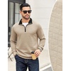 image:imageCOOFANDY Mens Quarter Zip Pullover Mock Neck Quilted Sweatshirt Casual Long Sleeve Polo SweaterKhaki