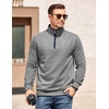 image:imageCOOFANDY Mens Quarter Zip Pullover Mock Neck Quilted Sweatshirt Casual Long Sleeve Polo SweaterLight Gray