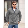 image:imageCOOFANDY Mens Quarter Zip Pullover Mock Neck Quilted Sweatshirt Casual Long Sleeve Polo SweaterLight Gray