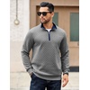 image:imageCOOFANDY Mens Quarter Zip Pullover Mock Neck Quilted Sweatshirt Casual Long Sleeve Polo SweaterLight Gray