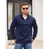 image:imageCOOFANDY Mens Quarter Zip Pullover Mock Neck Quilted Sweatshirt Casual Long Sleeve Polo SweaterNavy