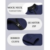 image:imageCOOFANDY Mens Quarter Zip Pullover Mock Neck Quilted Sweatshirt Casual Long Sleeve Polo SweaterNavy