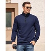image:imageCOOFANDY Mens Quarter Zip Pullover Mock Neck Quilted Sweatshirt Casual Long Sleeve Polo SweaterNavy