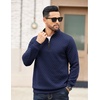 image:imageCOOFANDY Mens Quarter Zip Pullover Mock Neck Quilted Sweatshirt Casual Long Sleeve Polo SweaterNavy