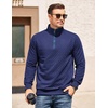 image:imageCOOFANDY Mens Quarter Zip Pullover Mock Neck Quilted Sweatshirt Casual Long Sleeve Polo SweaterNavy Blue