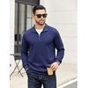 image:imageCOOFANDY Mens Quarter Zip Pullover Mock Neck Quilted Sweatshirt Casual Long Sleeve Polo SweaterNavy Blue