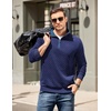 image:imageCOOFANDY Mens Quarter Zip Pullover Mock Neck Quilted Sweatshirt Casual Long Sleeve Polo SweaterNavy Blue