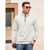 image:imageCOOFANDY Mens Quarter Zip Pullover Mock Neck Quilted Sweatshirt Casual Long Sleeve Polo SweaterWhite