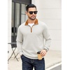 image:imageCOOFANDY Mens Quarter Zip Pullover Mock Neck Quilted Sweatshirt Casual Long Sleeve Polo SweaterWhite