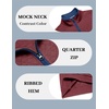 image:imageCOOFANDY Mens Quarter Zip Pullover Mock Neck Quilted Sweatshirt Casual Long Sleeve Polo SweaterWine Red