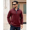 image:imageCOOFANDY Mens Quarter Zip Pullover Mock Neck Quilted Sweatshirt Casual Long Sleeve Polo SweaterWine Red