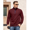 image:imageCOOFANDY Mens Quarter Zip Pullover Mock Neck Quilted Sweatshirt Casual Long Sleeve Polo SweaterWine Red