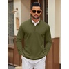 image:imageCOOFANDY Mens Quarter Zip Pullover Sweatshirt Mock Neck Quilted Sweatshirt Lightweight Casual Long Sleeve Polo ShirtArmy Green