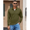 image:imageCOOFANDY Mens Quarter Zip Pullover Sweatshirt Mock Neck Quilted Sweatshirt Lightweight Casual Long Sleeve Polo ShirtArmy Green