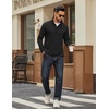 image:imageCOOFANDY Mens Quarter Zip Pullover Sweatshirt Mock Neck Quilted Sweatshirt Lightweight Casual Long Sleeve Polo ShirtBlack