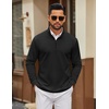 image:imageCOOFANDY Mens Quarter Zip Pullover Sweatshirt Mock Neck Quilted Sweatshirt Lightweight Casual Long Sleeve Polo ShirtBlack