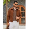 image:imageCOOFANDY Mens Quarter Zip Pullover Sweatshirt Mock Neck Quilted Sweatshirt Lightweight Casual Long Sleeve Polo ShirtBrown