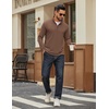 image:imageCOOFANDY Mens Quarter Zip Pullover Sweatshirt Mock Neck Quilted Sweatshirt Lightweight Casual Long Sleeve Polo ShirtBrown