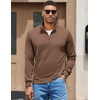 image:imageCOOFANDY Mens Quarter Zip Pullover Sweatshirt Mock Neck Quilted Sweatshirt Lightweight Casual Long Sleeve Polo ShirtBrown