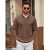 image:imageCOOFANDY Mens Quarter Zip Pullover Sweatshirt Mock Neck Quilted Sweatshirt Lightweight Casual Long Sleeve Polo ShirtBrown