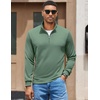 image:imageCOOFANDY Mens Quarter Zip Pullover Sweatshirt Mock Neck Quilted Sweatshirt Lightweight Casual Long Sleeve Polo ShirtDark Green