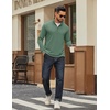 image:imageCOOFANDY Mens Quarter Zip Pullover Sweatshirt Mock Neck Quilted Sweatshirt Lightweight Casual Long Sleeve Polo ShirtDark Green
