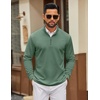 image:imageCOOFANDY Mens Quarter Zip Pullover Sweatshirt Mock Neck Quilted Sweatshirt Lightweight Casual Long Sleeve Polo ShirtDark Green