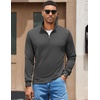 image:imageCOOFANDY Mens Quarter Zip Pullover Sweatshirt Mock Neck Quilted Sweatshirt Lightweight Casual Long Sleeve Polo ShirtDark Grey