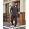 image:imageCOOFANDY Mens Quarter Zip Pullover Sweatshirt Mock Neck Quilted Sweatshirt Lightweight Casual Long Sleeve Polo ShirtDark Grey