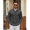 image:imageCOOFANDY Mens Quarter Zip Pullover Sweatshirt Mock Neck Quilted Sweatshirt Lightweight Casual Long Sleeve Polo ShirtDark Grey