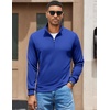 image:imageCOOFANDY Mens Quarter Zip Pullover Sweatshirt Mock Neck Quilted Sweatshirt Lightweight Casual Long Sleeve Polo ShirtDeep Blue